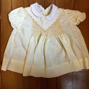 Jo Joe Fashions vintage yellow smocked short sleeve dress SIZE 12M